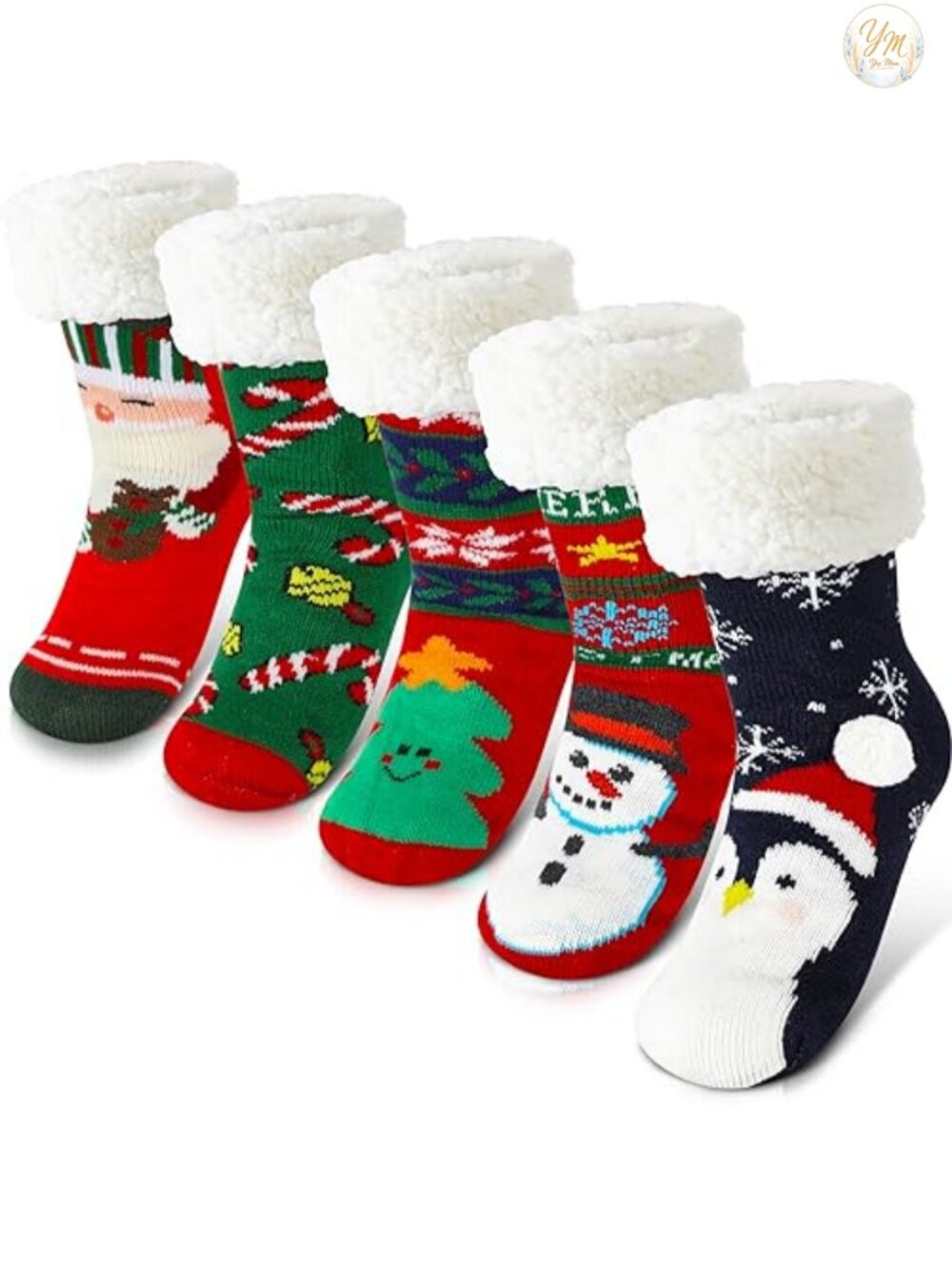 5 Pack Fleece Slipper Socks Fuzzy Thermal Christmas Women One Size